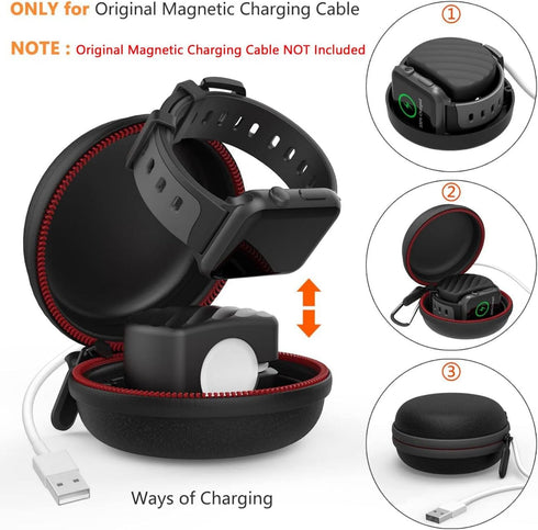 HALLEAST Charging Station Holder for Apple Watch, EVA Hard Protective Storage Case Dock for iWatch Series 9 8 7 SE 6 5