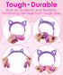 FosPower Kids Headphones with LED Cat Ears, 85 dB Safe Volume, Tangle-Free Cables, Hot Pink/Purple for School/Travel.