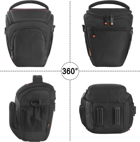 FOSOTO DSLR SLR Compact Camera Bag for Nikon D5100 D5300 D90, Canon T4 T5 600D 650D, with Waterproof Rain Cover