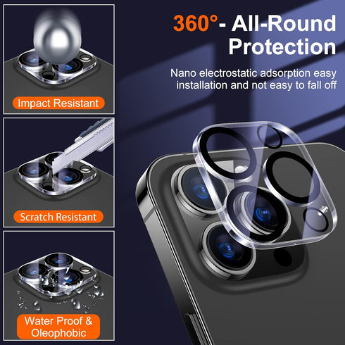 UniqueMe 3 Pack Camera Lens Protector for iPhone 13 Pro/iPhone 13 Pro Max, Tempered Glass, Scratch-Resistant, Clear