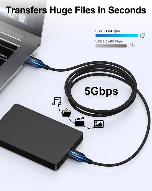 6ft, PS4, 3.0 6 USB to USB Cable Male to Male USB A To USB A Cable for WD Hard Drives, PC, Mac, Laptop, Xbox - USB Type