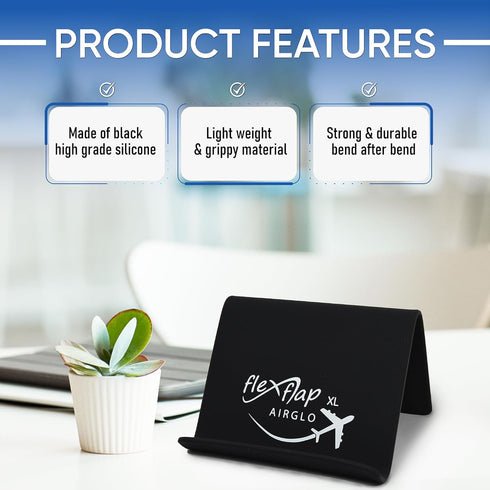 Airplane Travel Essentials, Flex Flap Cell Phone Holder & Tablet Stand for Desk, Bed, Treadmill, In-Flight Accessories