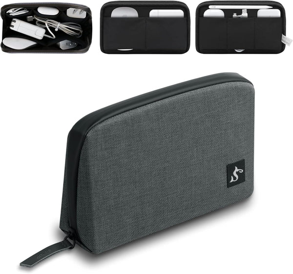 Electronic Organizer Travel Case Bag, Waterproof Small Storage Backpack for Charger, Cord, Hard Disk, Power Bank (Dark