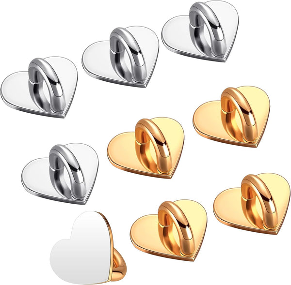 Moxweyeni 8 Pcs Cell Phone Finger Ring, Adhesive Metal Grip Loop Stand for DIY Hanging Supplies - Heart Grip