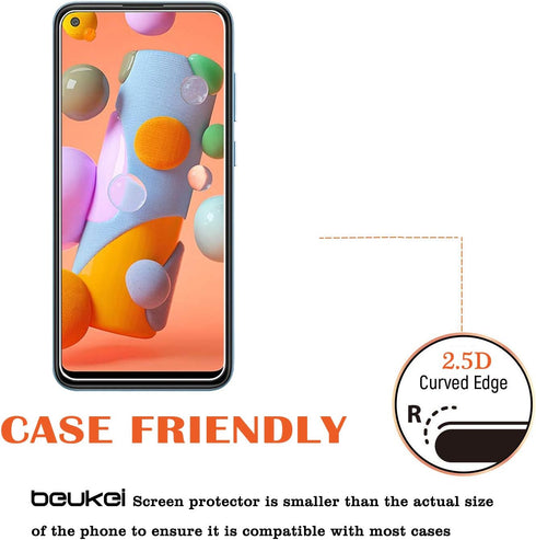 (4 Pack) Compatible for Samsung Galaxy A11 Screen Protector, Tempered Glass, Full Screen Coverage, Anti Scratch, Bubble