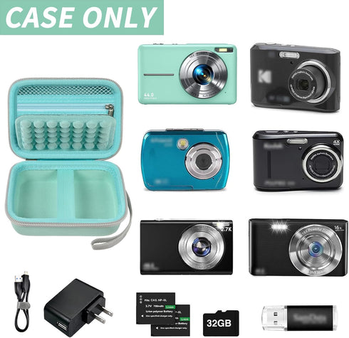 Digital Camera Case for CAMKORY/for Kodak Pixpro/for VAHOIALD/for Sony DSCW800 830/ for Canon PowerShot 180 190. Kids Vlogging Cameras Storage Holder for Accessories (Box Only)-Green