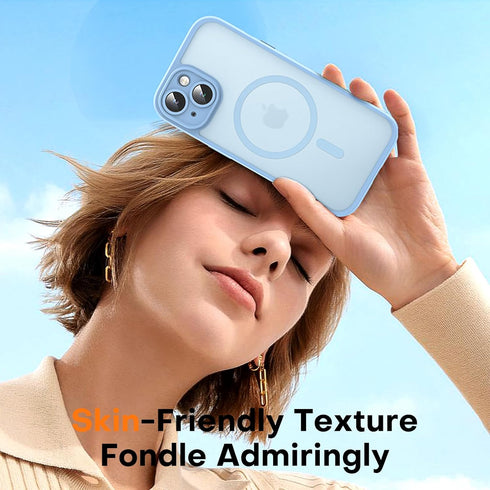 TOCOL 3 in 1 Magnetic Case for iPhone 15 - Full Camera Protection, 15FT Military Grade Protection, Light Blue