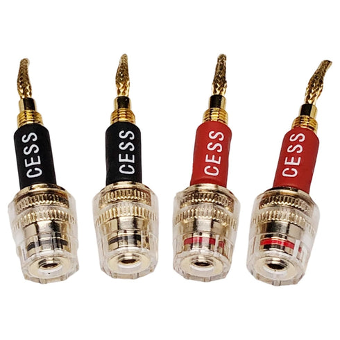 CESS-220 Pin Banana Plug to 4mm Female Banana Jack, 4 Pack, Braided-Type