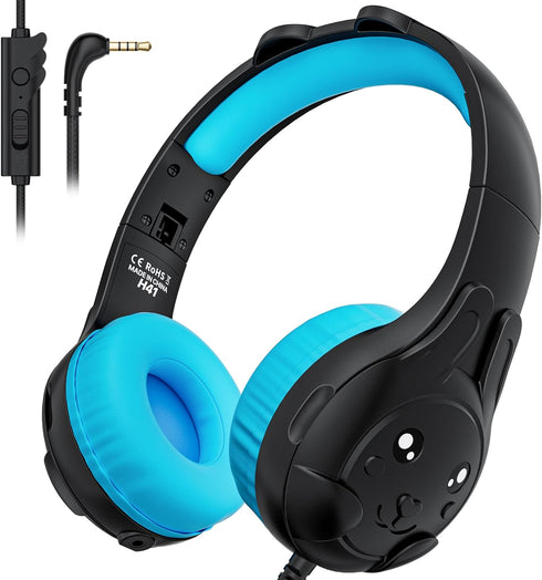 ZIUMIER Kids Headphones, with Microphone, 80/90dB Volume Limiter, Audio Sharing Port, 3.5mm
