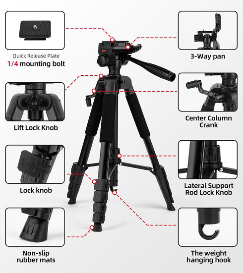 Artisorama 64 Tripod for Cell Phone & Camera,Multi-Angle Portable Tripods Stand, Sturdy & Stable Height Adjustable