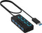 SABRENT 4-Port USB 3.0 Hub with Individual LED Power Switches - Slim, Portable