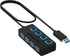 SABRENT 4-Port USB 3.0 Hub with Individual LED Power Switches - Slim, Portable