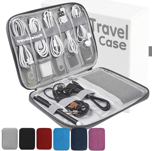 Travel Case Carry Pouch Electronic Accessories Organizer, Portable Waterproof Double Layers Storage Bag, Grey