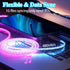 66W 3 in 1 LED Light Up Charging Cable, RGB Flowing Fast Charging Cord for iPhone, Samsung Galaxy, Huawei (4FT)