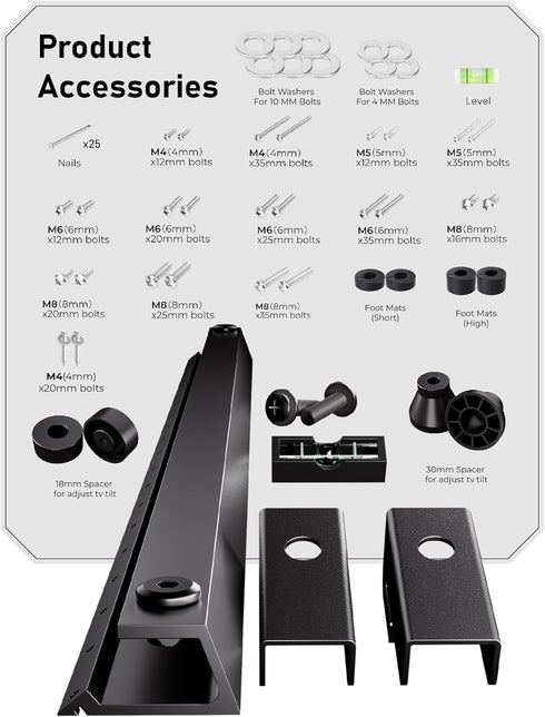 No Stud TV Wall Mount, No Drill Mount for 22-55 in, Drywall Studless TV Mount with Clear Instructions, Low Profile