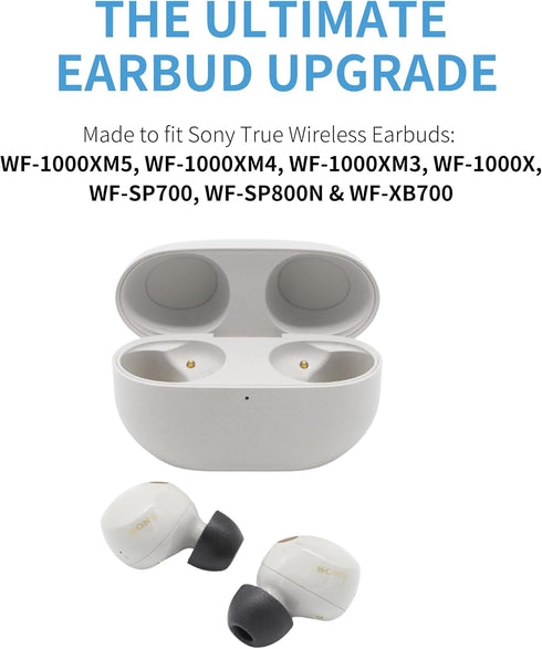 Comply Memory Foam Replacement Earbud Tips for Sony True Wireless Earbuds, Black, Large (3 Pairs)