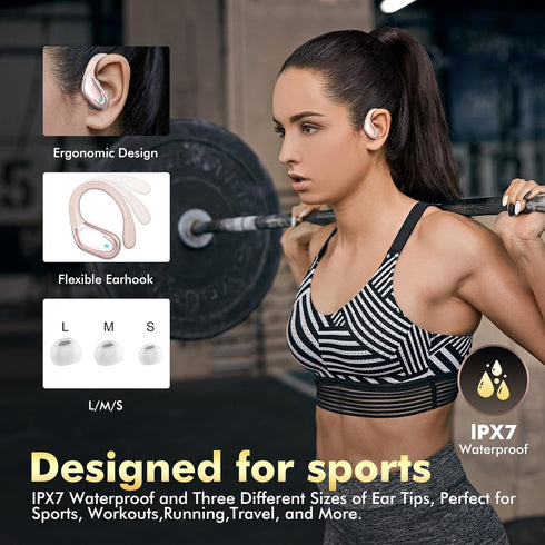 Wireless Earbuds Bluetooth Headphones, 80hrs Playback, Noise Canceling Mic with Earhooks for Sports/Workout/Running