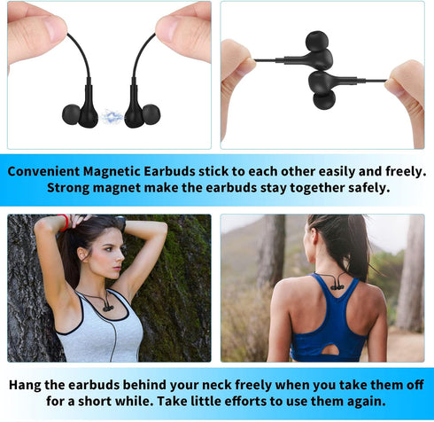 USB C Headphones for Samsung Galaxy S24 Ultra S23 FE S22 S21, Magnetic Wired Earbuds with Microphone Volume Control