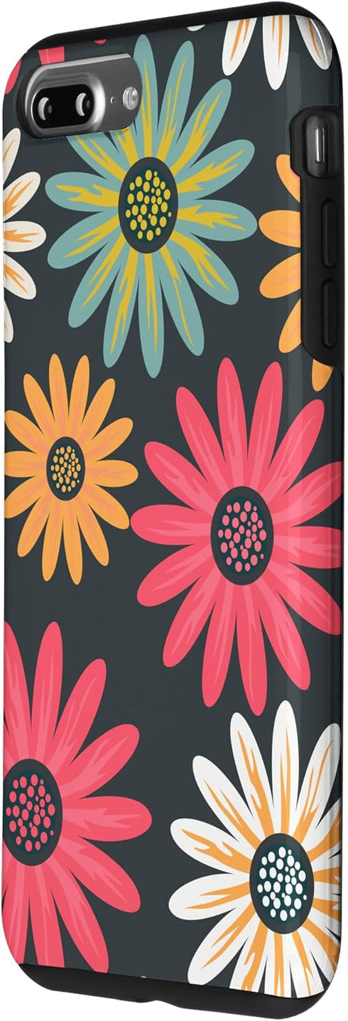 iPhone 7 Plus/8 Plus Case AEN021 Floral Daisy Flowers Pink Green Orange Grey Pattern