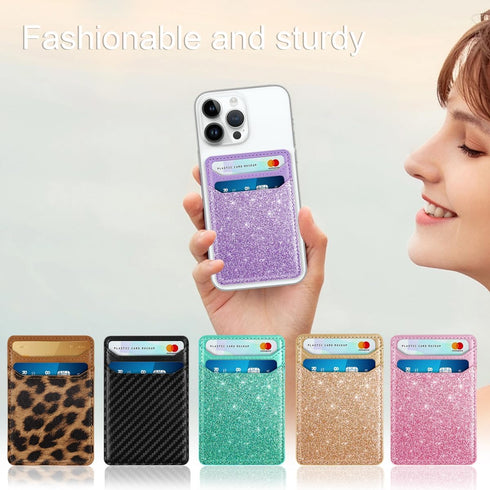 Self Adhesive Card Holders for Back of Phone, Leather RFID Wallet Pockets Stick On, Credit Card Holders Sleeve for