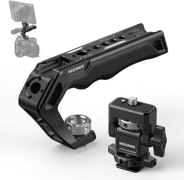 NEEWER CA007 Top Handle + MA006 Monitor Mount Set, Camera Cage Handle with 3/8" ARRI Locating for Field Monitor