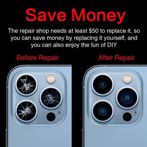 ASDAWN Back Camera Lens Glass Replacement for iPhone 13 Pro and 13 Pro Max with Installation Manual & Repair Tool Kit