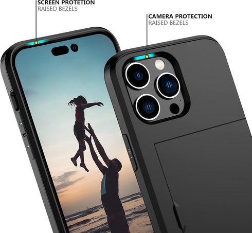 Nvollnoe iPhone 14 Pro Max Case: Heavy Duty Dual Layer Shockproof with Card Holder, Slim Wallet Case for Women & Men -