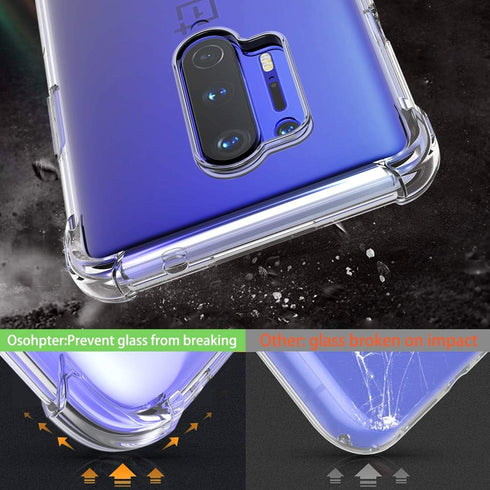 Osophter Clear Transparent TPU Case for Oneplus 8 Pro - Shock-Absorption Flexible Cell Phone Cover