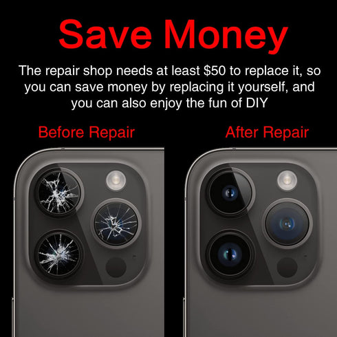 ASDAWN Back Rear Camera Lens Glass Replacement for iPhone 14 Pro Max 6.7 Inches with Pre-Installed Adhesive & Repair