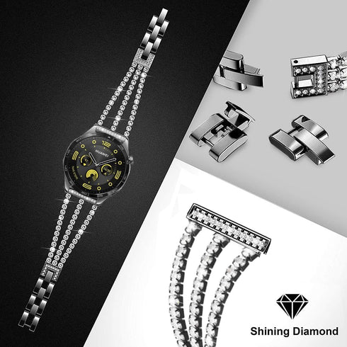 Bands Compatible with Samsung Galaxy Watch 46mm / Galaxy 3 45mm, 22mm Bling Diamond Stainless Steel Metal Replacement