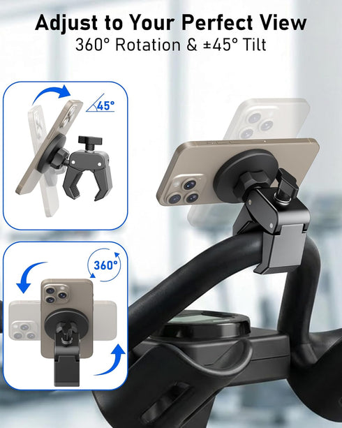 NINEFATICS 20X N52 360 45 1217 Phone Holder for Peloton Bike, Magnetic Phone Mount Clamp, Magnets, Rotate & Tilt
