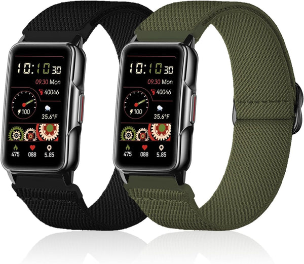 2 Pack Stretchy Nylon Watch Bands Compatible with Mindrose H80 1.47 inch Smart Watch, Loop Soft Elastic Straps for
