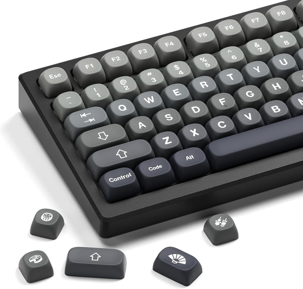 HITIME XVX PBT Keycaps-MOA Set, 132 Keys Custom Keycaps for 60 65 75 100 Percent Cherry Gateron MX Switches, Gray