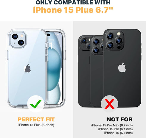 Diaclara Rugged Case for iPhone 15 Plus 6.7'', Full Body with Built-in Touch Sensitive Anti-Scratch Screen Protector -