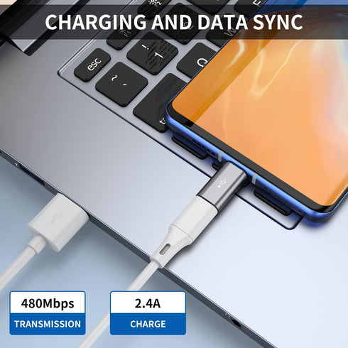 QianLink Micro USB to USB C Adapter, 8-Pack Aluminum Type C Connector Compatible with Samsung Galaxy S10 S9 S8 Plus