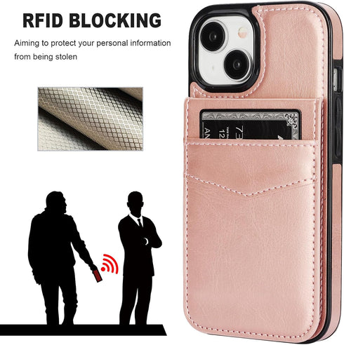 KIHUWEY 15 6.1 Inch for iPhone Case Wallet Compatible with MagSafe Wireless Charging, Credit Card Holder, RFID Flip