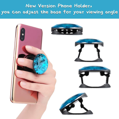 6 Pieces Plastic Disco Crystal Phone Grip, Collapsible Holder for Smartphone and Tablets
