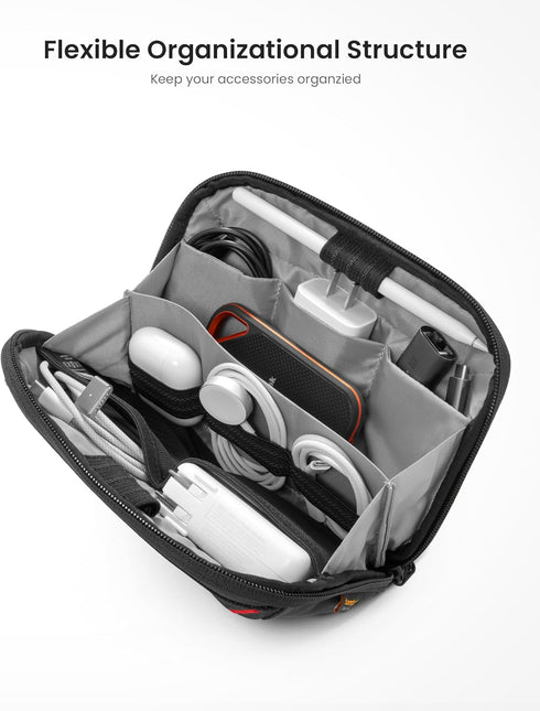 tomtoc Travel Cable Organizer Pouch, Portable Waterproof Electronics Accessories Carry Case for Charger, Cables, USB