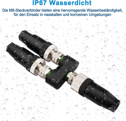 M12 5 Pin Aviation Wire Connector Male to Female Y Connector, Lonlonty 12mm Industrial Circular Waterproof IP67