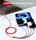 Multi Charging Cable 2Pack 6ft - Fast 3.5A USB Charger Cord, 4 in 1 for iPhone, Samsung Galaxy, PS, Tablets & More.