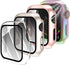 4 Pcs Hard PC Case Compatible with Apple Watch Series 6/5/4/SE 44mm, Anti-Peeping Glass Screen Protector, All Around