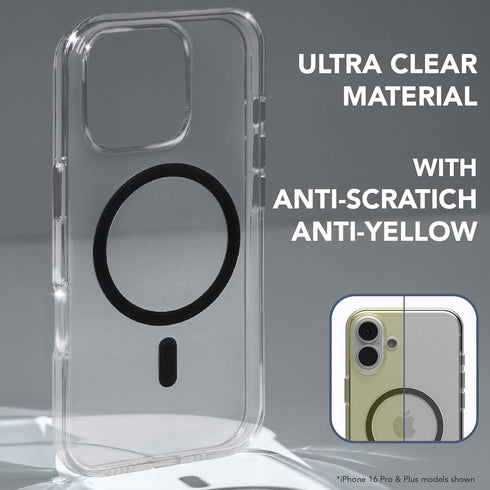 SleekStrip 16 UltraClear Magnetic Case for iPhone Military Grade Drop Protection Anti Yellow for MagSafe Best