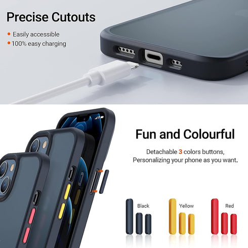 TORRAS Shockproof Case for iPhone 13 Mini, 10 FT Military Drop Protection Translucent Hard PC Back, Matte Black