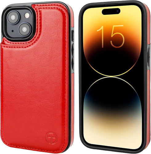 OT ONETOP 15 6.1 Inch ONETOP Compatible with Magsafe for iPhone Wallet Case with Card Holder, PU Leather Kickstand RFID