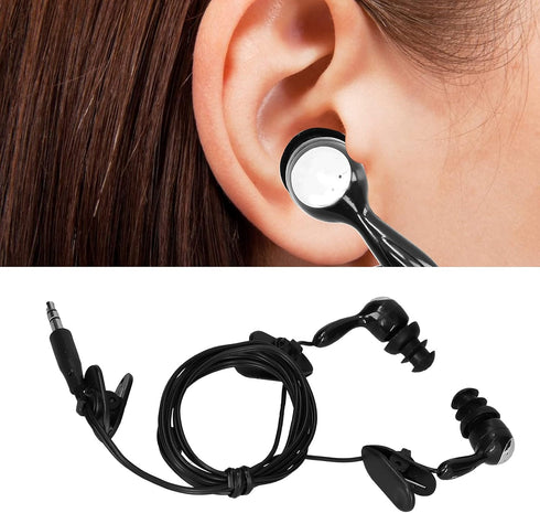 SUNGOOYUE Sport Headphones with Mic, Waterproof Ear Headphones for Running & Surfing, Replaceable Earplugs (Black)