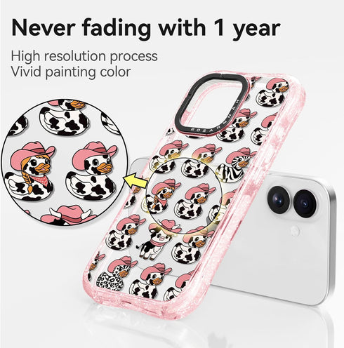 Rosarnnah 16 20 (6.1") for iPhone Case Cute - Military-Grade ft Drop Protection Shockproof Phone Case - Funny Milk Cow