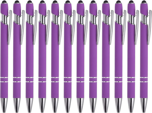 PATIKIL 12 Pack Ballpoint Pen with Stylus Tip, 2 in 1 Metal Pen Black Ink 1.0mm Medium Point for Touch Screens Style 1