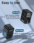 FOVAL 70W Universal Travel Adapter, Retractable USB C Cable, All-in-one International Plug Adapter for Travel