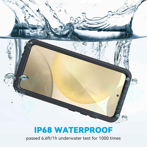 Lanhiem for Samsung Galaxy S24+ Plus Case, IP68 Waterproof Dustproof Case with Built-in Screen Protector, Rugged Full Body Shockproof Protective Cover for Galaxy S24 Plus 6.7 Inch, Black/Clear