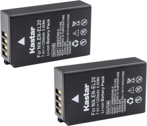 Kastar Battery 2-Pack Replacement for Nikon EN-EL20 EN-EL20a, Compatible with Coolpix P950, P1000, Nikon 1 Series